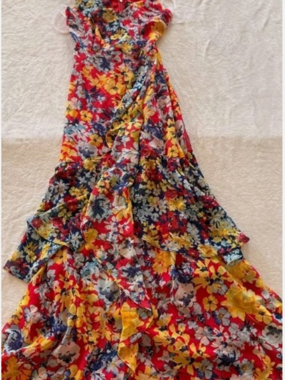 ❤️ Lulus “Radiant Ruby” Floral Chiffon Maxi Dress – Women’s XS - Picture 5 of 10